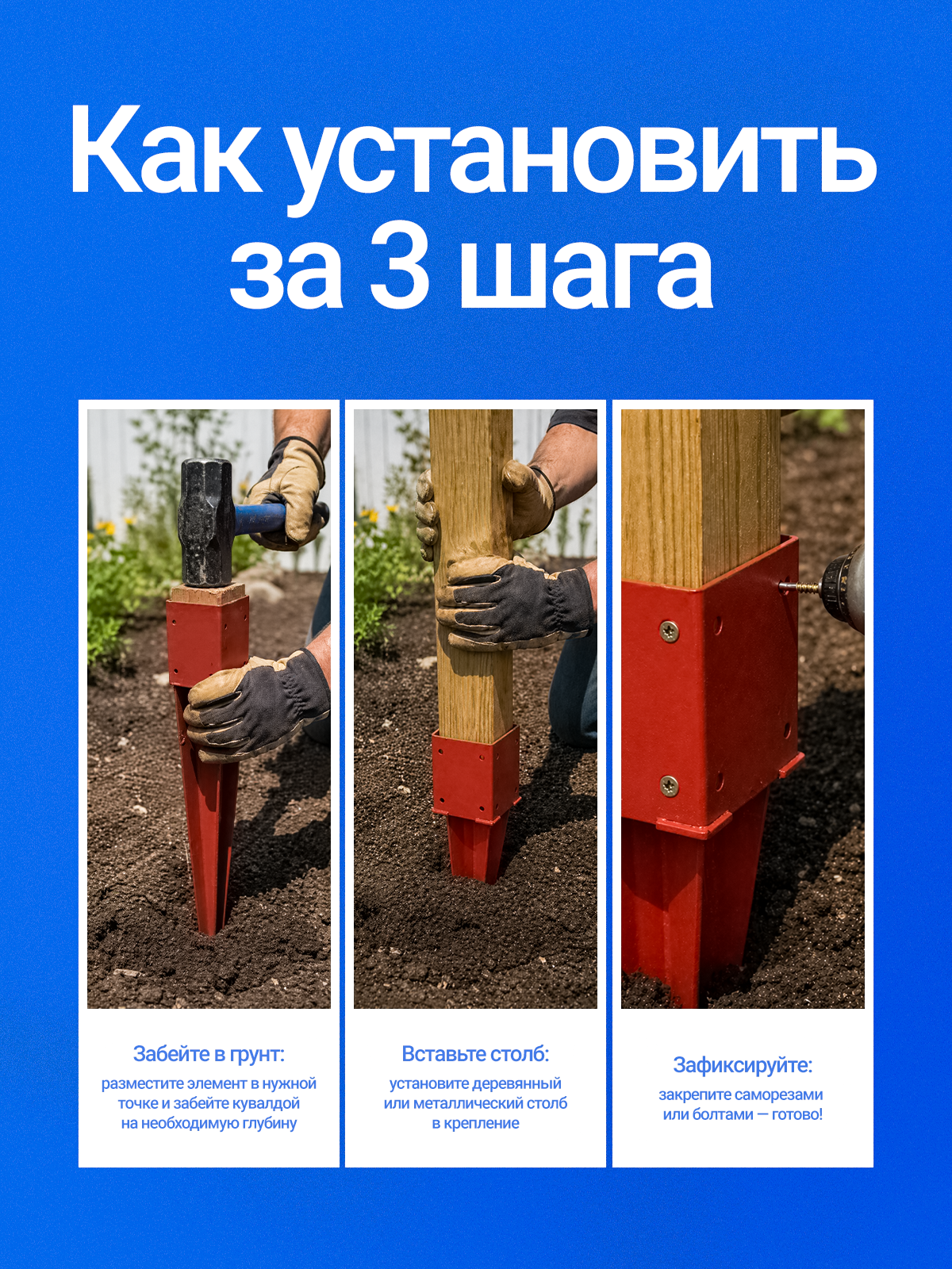 Забивное основание под брус. Стакан 40х40 (4шт.)